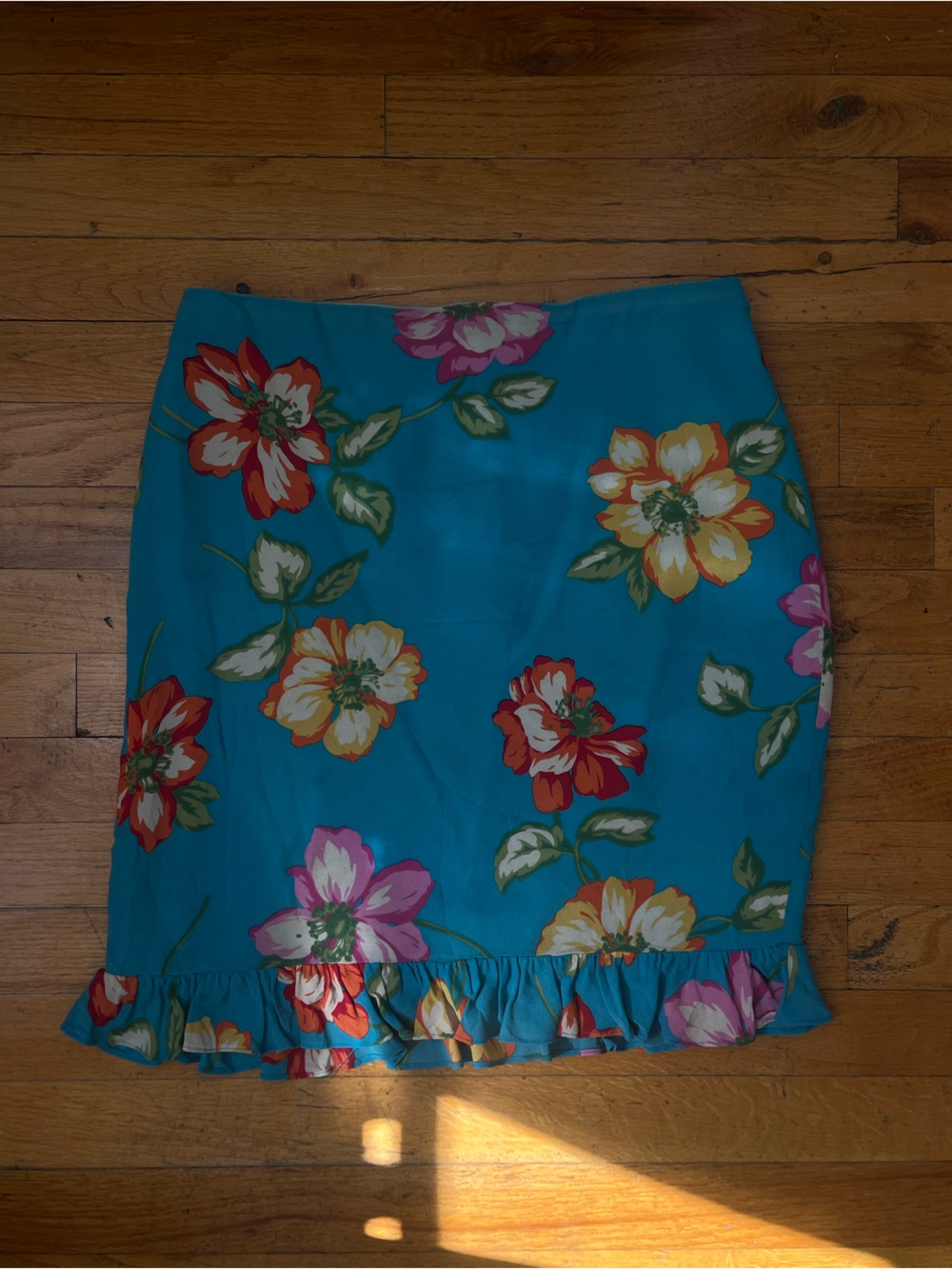 Vintage  floral Ruffle Hem Blue Women's Skirt